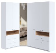 Прихожая угловая с зеркалом "Тетрис" 1418х1940х2000 h Мастер Форм . Нимфея альба/крафт золотой