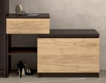 Тумба для обуви "Брайт" с ящиком 900х376х590 h . Венге магия / Дуб крафт золотой (левосторон.)