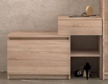 Тумба для обуви "Брайт" с ящиком 900х376х590 h . Дуб сонома (правосторонняя)