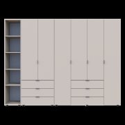 Распашной шкаф для одежды Гелар с Этажеркой Кашемир 2+4 ДСП 270.7х49.5х203.4