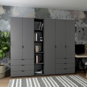 Комплект Гелар з Этажеркою Графит 2+3 ДСП 231.9х49.5х203.4 Комплект Гелар з Этажеркою Графит 2+3 ДСП 231.9х49.5х203.4