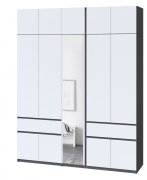 Шкаф с антресолью и зеркалом "Брайт" 2021х520х2400 h . Антрацит / фасад БЕЛЫЙ Шкаф с антресолью и зеркалом "Брайт" 2021х520х2400 h . Антрацит / фасад БЕЛЫЙ