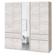 Шкаф с зеркалом "Брайт" 2021х520х2000 h . Дуб крафт белый (Телескопические направляющие) Шкаф с зеркалом "Брайт" 2021х520х2000 h . Дуб крафт белый (Телескопические направляющие)