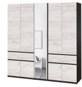 Шкаф с зеркалом "Брайт" 2021х520х2000 h . Венге магия / Дуб крафт белый (Телескопич. направл.) Шкаф с зеркалом "Брайт" 2021х520х2000 h . Венге магия / Дуб крафт белый (Телескопич. направл.)