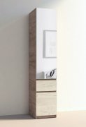 Шкаф-пенал с зеркалом "Брайт" 400х520х2000 h . Дуб крафт серый / Дуб крафт белый (Тел. напр.)