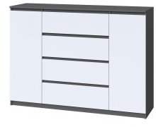 Комод "Брайт" 1392х376х950 h Антрацит/ Белый (Телескопические направляющие)