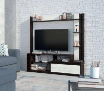 Горка в гостиную "Брайт" 1700х325х1700 h . Венге магия / Дуб крафт белый (левосторонняя)