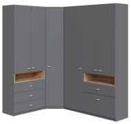 Прихожая угловая "Тетрис" 1418х1940х2000 h Мастер Форм . Антрацит/крафт золотой