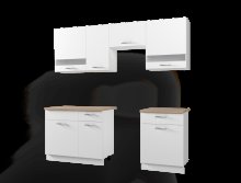 Кухня Лея Белый гладкий / Cонома ДСП / вставки стекло 220х60х250