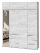 Шкаф с зеркалом "Брайт" 2000х520х2400 h . Дуб крафт белый (Телескопические направляющие)