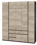 Шкаф с антресолью "Брайт" 2221х520х2400 h . Венге магия / Дуб крафт серый (левосторонний)