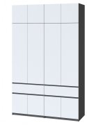 Шкаф с антресолью "Брайт" 1600х520х2400 h . Антрацит / фасад БЕЛЫЙ (Телескоп. направляющие)