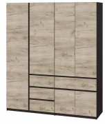 Большой современный шкаф "Брайт" 1800х520х2000 h . Венге магия/Дуб крафт серый