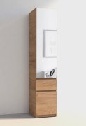 Шкаф-пенал с зеркалом "Брайт" 400х520х2000 h . Дуб крафт золотой (Телескопичес. направляющие.)