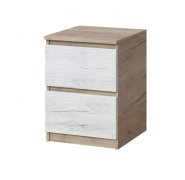 Тумба прикроватная "Брайт" с 2 ящиками 400х376х511 h . Дуб крафт серый/Дуб крафт белый
