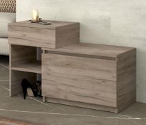 Тумба для обуви "Брайт" с ящиком 900х376х590 h . Дуб крафт серый (левосторонняя)