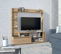 Горка в гостиную "Брайт" 1700х325х1700 h . Дуб крафт золотой (правосторонняя)