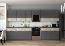 Кухня Лея 3.4 м Графит/Клондайк ДСП 340х60х250