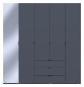 Шкаф для одежды Гелар Графит 4ДСП/Зеркало 194х49.5х203.4