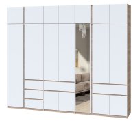 Шкаф с антресолью и зеркалом "Брайт" 3021х520х2400 h . Дуб сонома / Белый Шкаф с антресолью и зеркалом "Брайт" 3021х520х2400 h . Дуб сонома / Белый