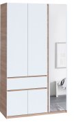 Шкаф с зеркалом "Брайт" 1221х520х2000 h . Дуб сонома / Белый (правосторонний)