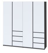 Шкаф "Брайт" 2000х520х2000 h . Антрацит / фасад БЕЛЫЙ (Телескопические направляющие) Шкаф "Брайт" 2000х520х2000 h . Антрацит / фасад БЕЛЫЙ (Телескопические направляющие)