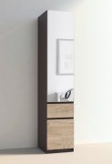 Шкаф-пенал с зеркалом "Брайт" 400х520х2000 h . Венге магия / Дуб крафт серый (Телескоп. напр.)