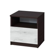 Тумба прикроватная "Брайт" с 1 ящиком 400х376х400 h . Венге магия / Дуб крафт белый