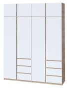 Шкаф "Брайт" 2000х520х2400 h . Дуб сонома / Белый (Телескопические направляющие) Шкаф "Брайт" 2000х520х2400 h . Дуб сонома / Белый (Телескопические направляющие)