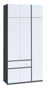 Шкаф с антресолью "Брайт" 1221х520х2400 h . Антрацит / фасад БЕЛЫЙ (правосторонний)