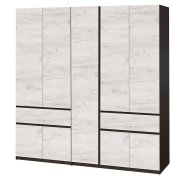 Шкаф "Брайт" 2021х520х2000 h . Венге магия / Дуб крафт белый (Телескопические направляющие)