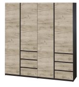 Шкаф "Брайт" 2000х520х2000 h . Венге магия / Дуб крафт серый (Телескопические направляющие) Шкаф "Брайт" 2000х520х2000 h . Венге магия / Дуб крафт серый (Телескопические направляющие)