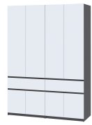 Шкаф "Брайт" 1600х520х2000 h . Антрацит / фасад БЕЛЫЙ (Телескопические направляющие)