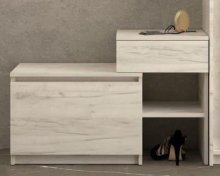 Тумба для обуви "Брайт" с ящиком 900х376х590 h . Дуб крафт белый (правосторонняя)