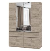 Шкаф с зеркалом "Брайт" 1600 x 520х2000 h . Дуб крафт серый