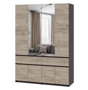 Шкаф с зеркалом "Брайт" 1600 x 520х2000 h . Венге магия / Дуб крафт серый