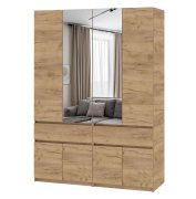 Шкаф с зеркалом "Брайт" 1600 x 520х2000 h . Дуб крафт золотой