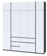 Шкаф с антресолью "Брайт" 2221х520х2400 h . Антрацит / фасад БЕЛЫЙ (левосторонний)