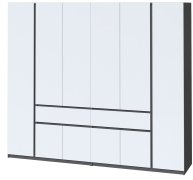 Шкаф "Брайт" 2442х520х2000 h .Антрацит / фасад БЕЛЫЙ (Телескоп. направляющие левостороний)