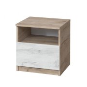 Тумба прикроватная "Брайт" с 1 ящиком 400х376х400 h . Дуб крафт серый / Дуб крафт белый
