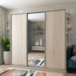 Шафа купе Сіті Лайт Дуб сонома 2 ДСП / 1 дзеркало 225х60х225