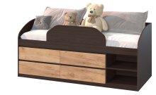 Кровать "Брайт" с детским ограничителем 835x2032x840 . Венге магия/дуб крафт золотой (левостор.) Кровать "Брайт" с детским ограничителем 835x2032x840 . Венге магия/дуб крафт золотой (левостор.)