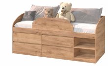 Кровать "Брайт" с детским ограничителем и ящиками 835x2032x840 . Дуб крафт золотой (левосторонняя) Кровать "Брайт" с детским ограничителем и ящиками 835x2032x840 . Дуб крафт золотой (левосторонняя)