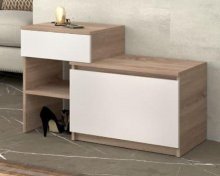 Тумба для обуви "Брайт" с ящиком 900х376х590 h . Дуб сонома / Белый (левосторонняя)