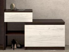 Тумба для обуви "Брайт" с ящиком 900х376х590 h . Венге магия / Дуб крафт белый (левостор.)