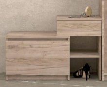 Тумба для обуви "Брайт" с ящиком 900х376х590 h . Дуб крафт серый (правосторонняя)