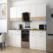 Кухня Лея 2.6 м Белый/Дуб Сонома ДСП 260х60х250