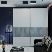 Шкаф купе G-Caiser Графит / Белый вставка Бетон 2 ДСП / 4 части 220х60х240