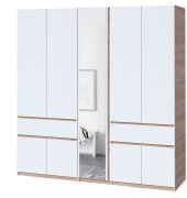 Шкаф с зеркалом "Брайт" 2021х520х2000 h . Дуб сонома / Белый (Телескопические направляющие) Шкаф с зеркалом "Брайт" 2021х520х2000 h . Дуб сонома / Белый (Телескопические направляющие)