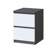 Тумба прикроватная "Брайт" с 2 ящиками 400х376х511 h . Антрацит / фасад БЕЛЫЙ